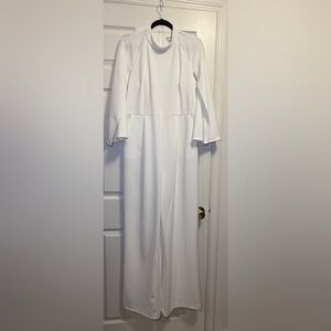 Calvin Klein White Long Sleeve Cape Sleeves Pants Jumpsuit